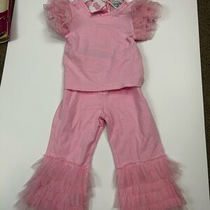 Mud Pie Baby Girls Pink Tulle Ruffle 2-Piece Set (12–18M)